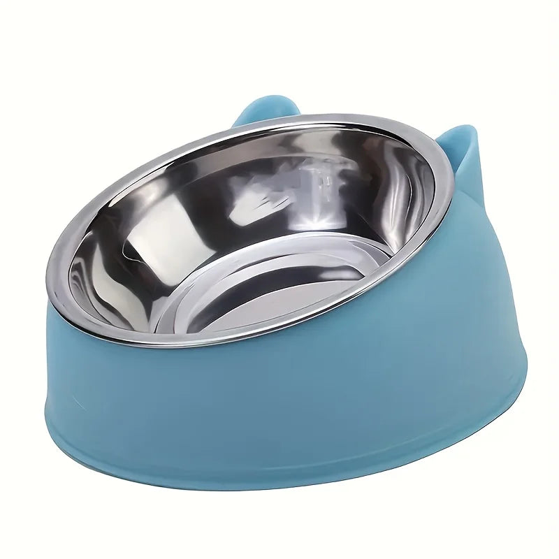Raised Ergonomic Stainless Steel Pet Bowl to Protect Cats' and Dogs' Necks and Spines