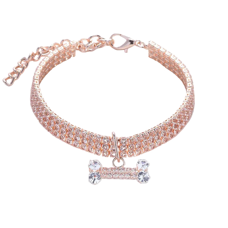 Collar ajustable con cristales para perros y gatos