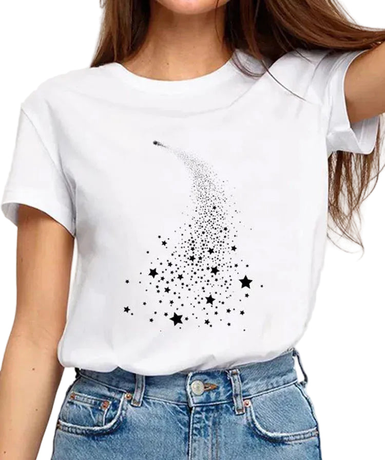 Fashionable T-Shirt with 3D Print Short Sleeve Casual Basic Top