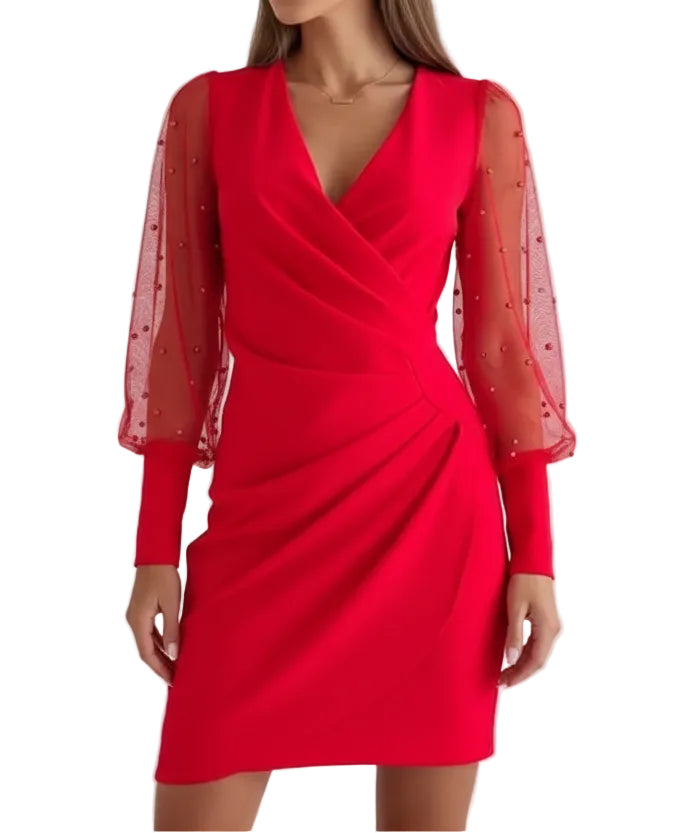 Vestido de verano - de manga larga, sin hombros