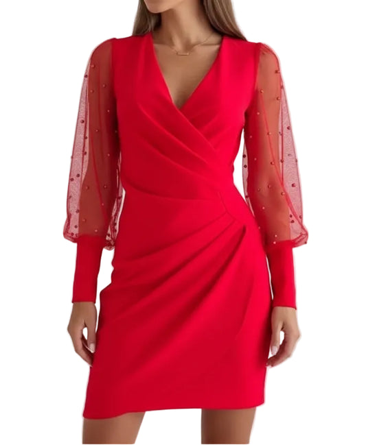 Vestido de verano - de manga larga, sin hombros