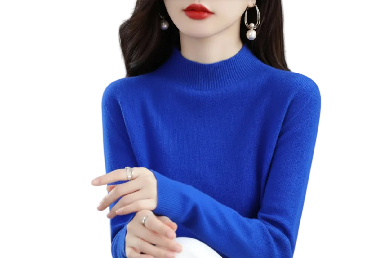 Slim Fit Pullover with Mid-Height Collar