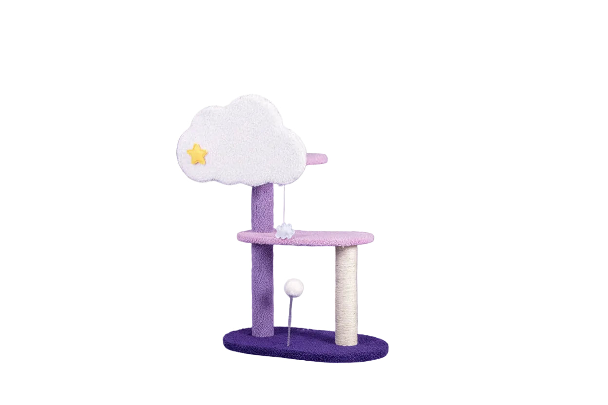 Purple Luxury Indoor Cat Tree with Flower Design