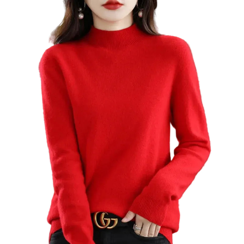 Slim Fit Pullover with Mid-Height Collar