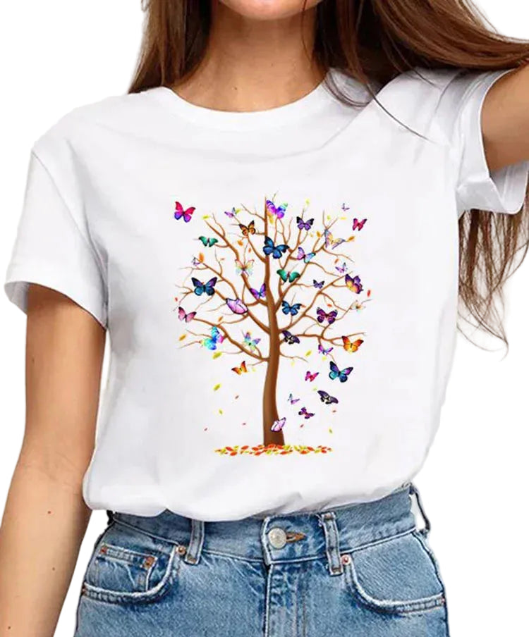 Fashionable T-Shirt with 3D Print Short Sleeve Casual Basic Top