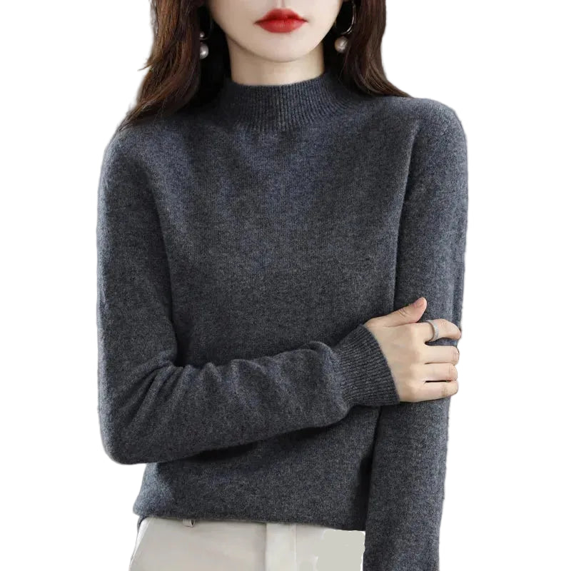 Slim Fit Pullover with Mid-Height Collar