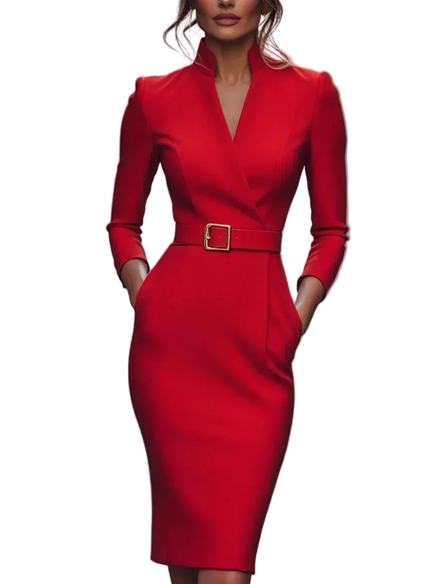 Vestido de otoño – chic francés, cintura elegante
