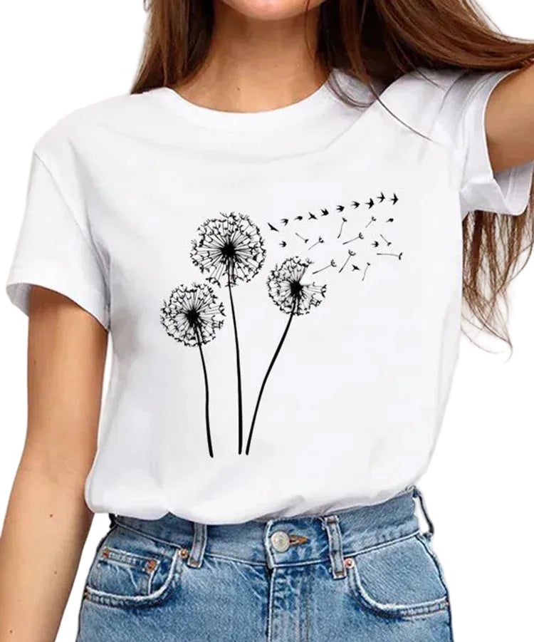 Fashionable T-Shirt with 3D Print Short Sleeve Casual Basic Top