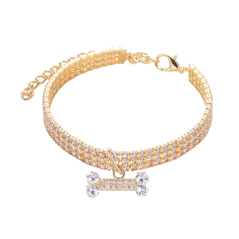 Collar ajustable con cristales para perros y gatos