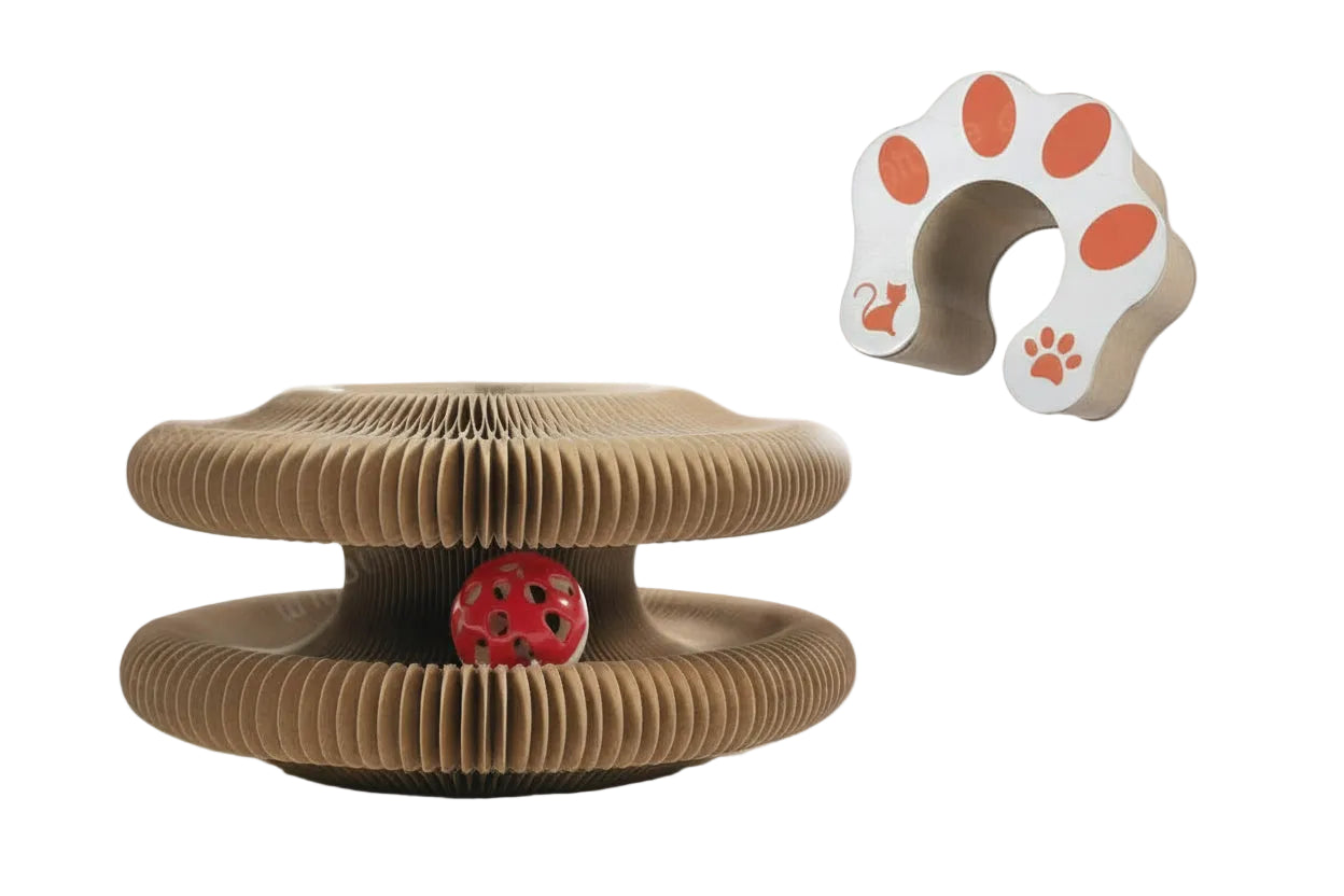 Corrugated Cardboard Scratching Board with Play Ball, 2-in-1