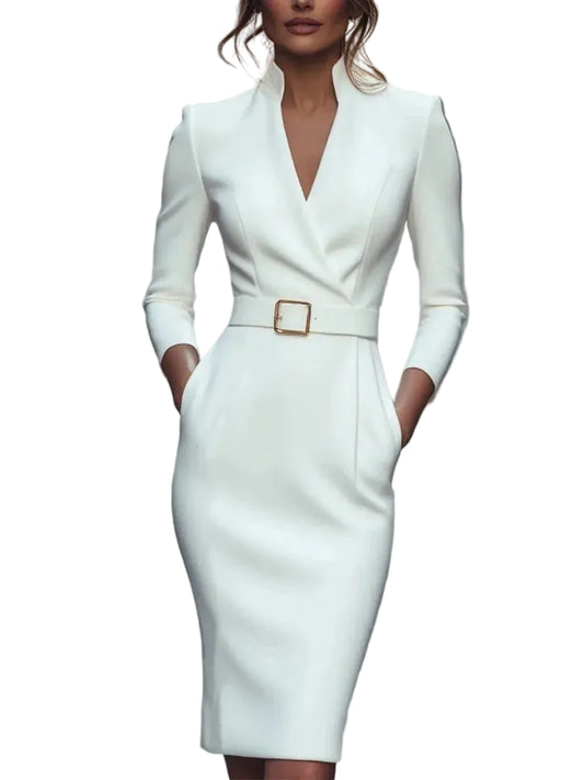 Vestido de otoño – chic francés, cintura elegante