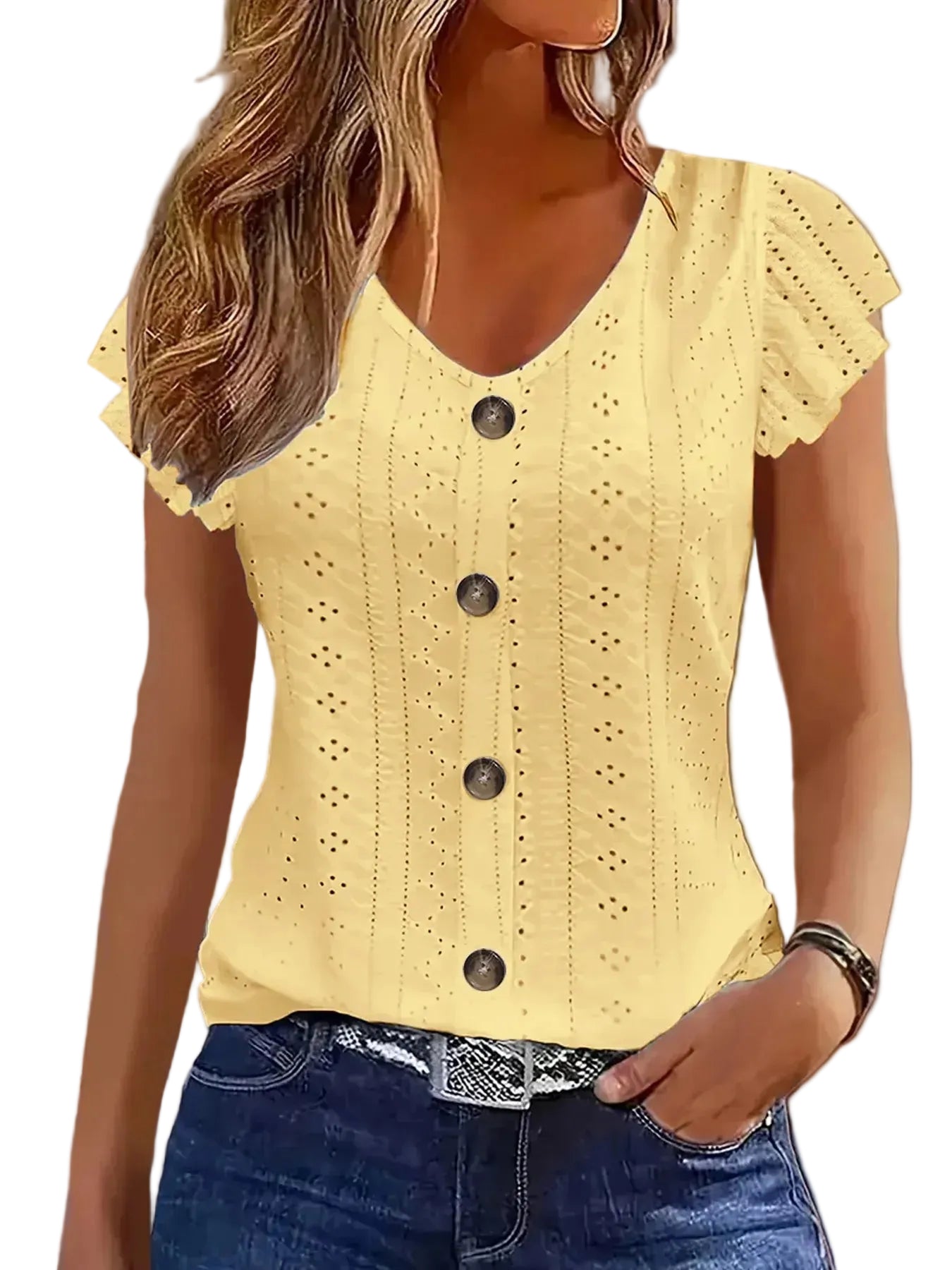 Fashionable T-shirt with ruffled sleeves