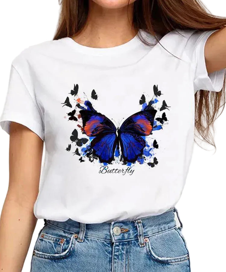 Fashionable T-Shirt with 3D Print Short Sleeve Casual Basic Top