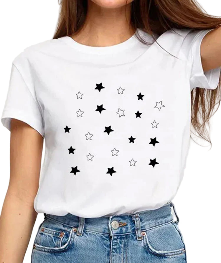 Fashionable T-Shirt with 3D Print Short Sleeve Casual Basic Top