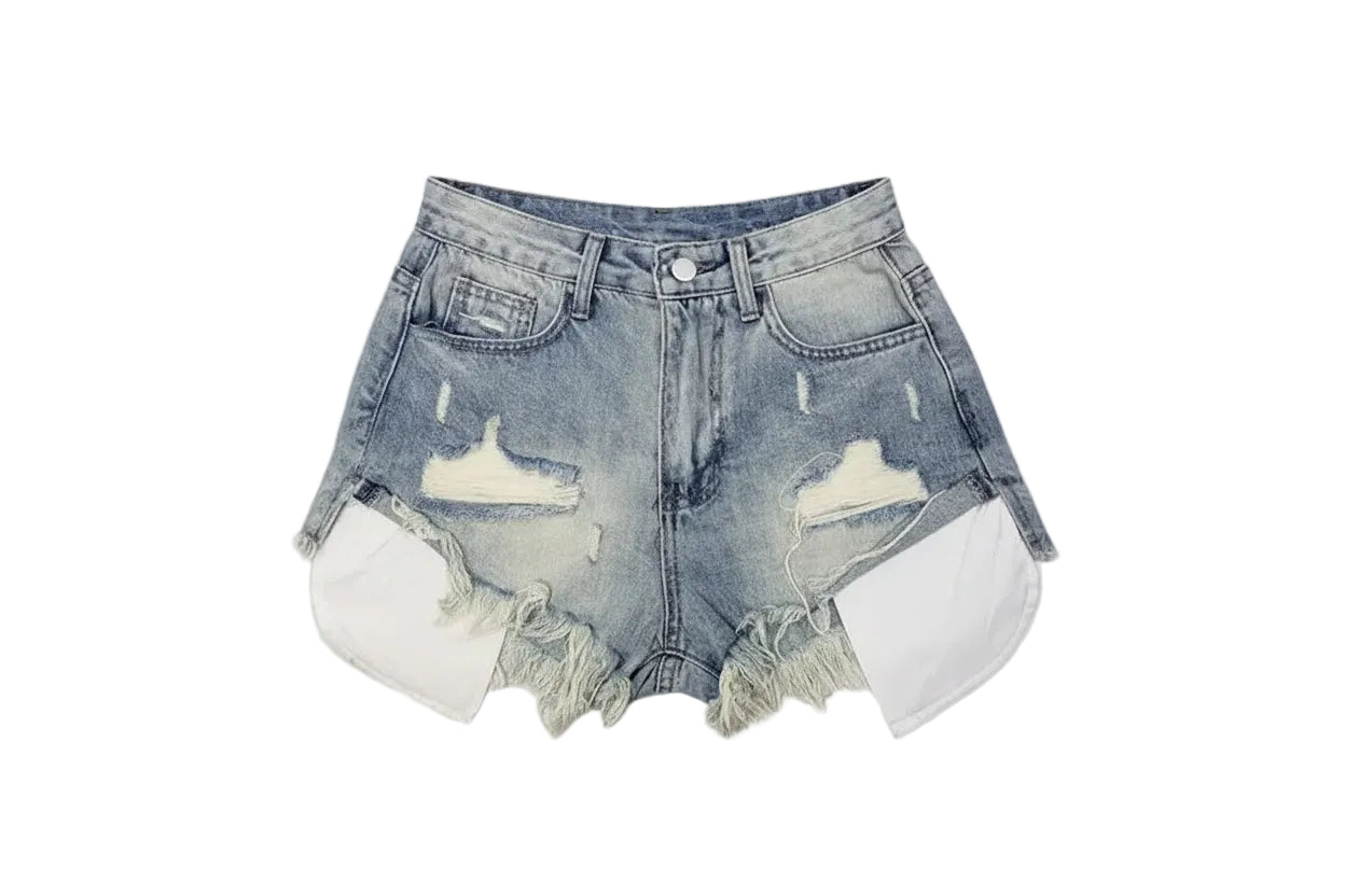 Denim Shorts Trendy Hot Pants in Pink & Blue