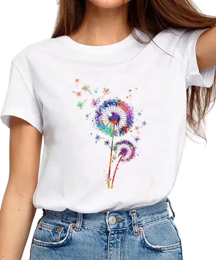 Fashionable T-Shirt with 3D Print Short Sleeve Casual Basic Top