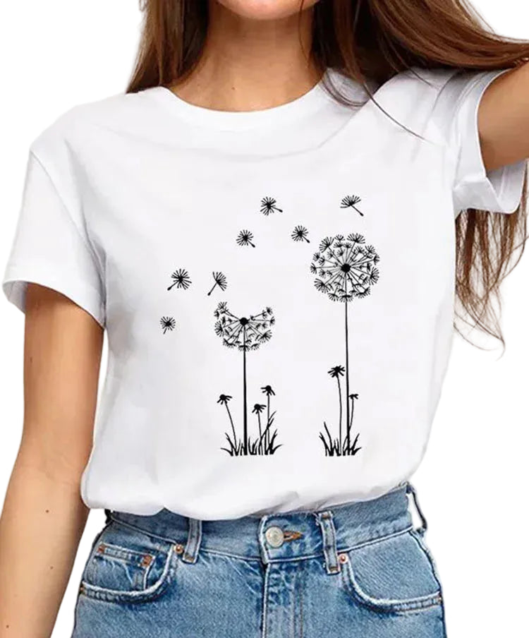 Fashionable T-Shirt with 3D Print Short Sleeve Casual Basic Top