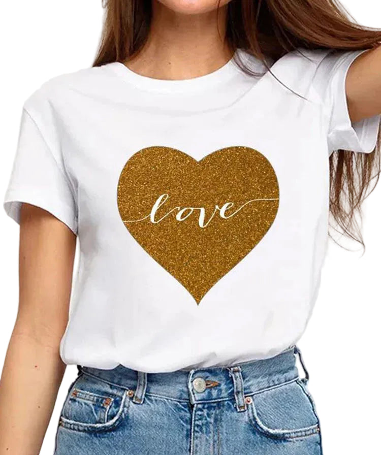 Fashionable T-Shirt with 3D Print Short Sleeve Casual Basic Top