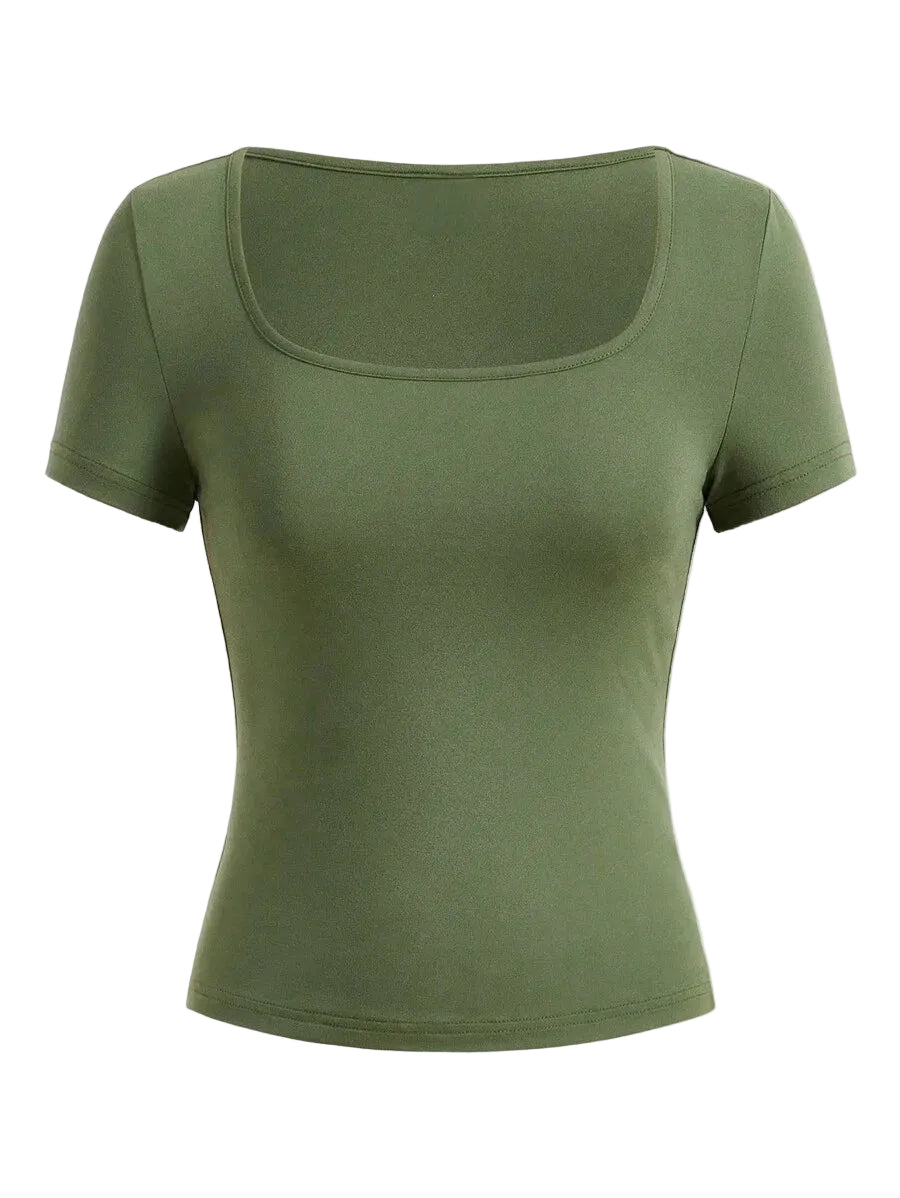 Classic Casual Square Neck T-Shirt