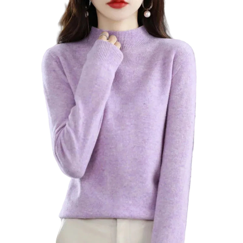 Slim Fit Pullover with Mid-Height Collar