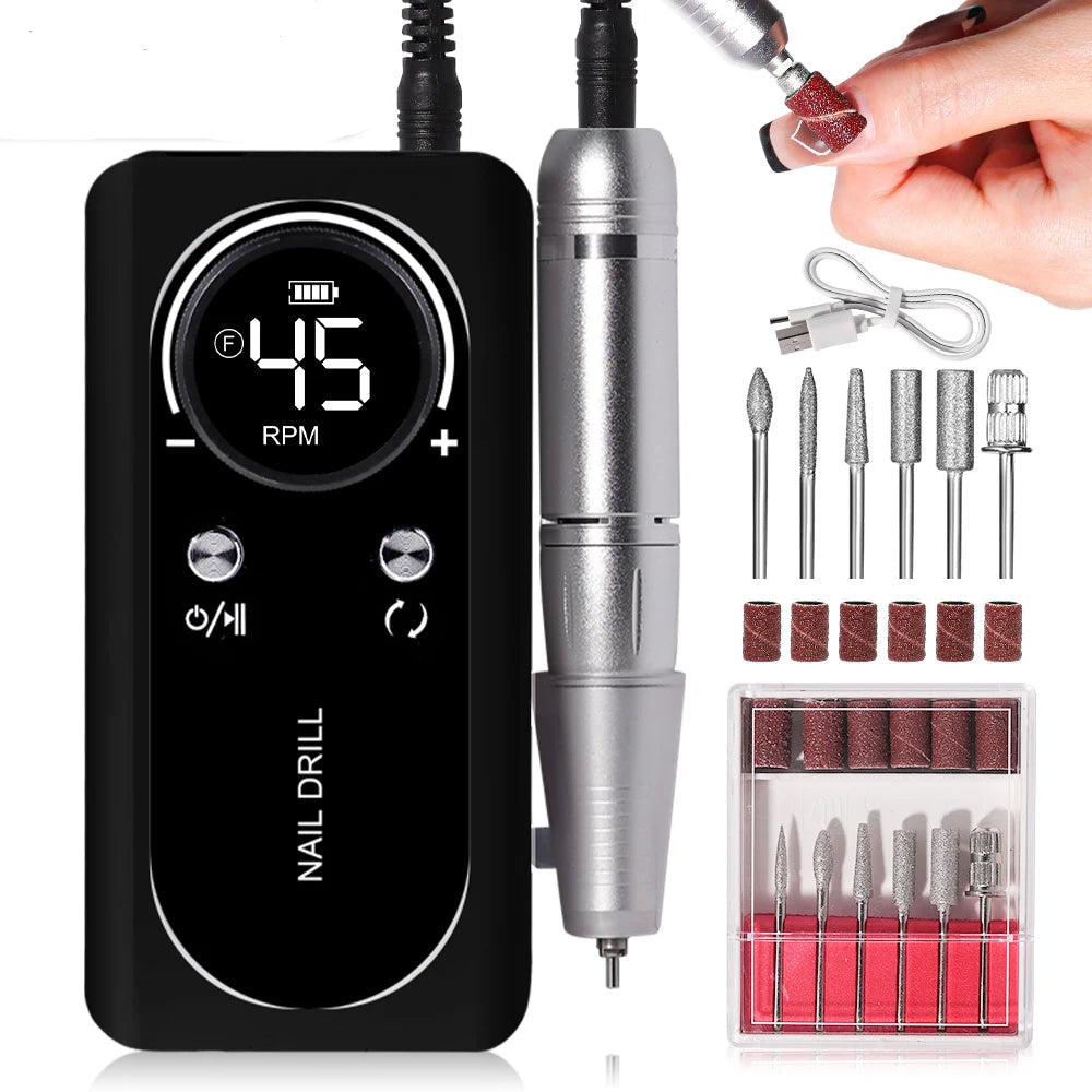 Professional Electric Nail Drill Machine with up to 45,000 RPM