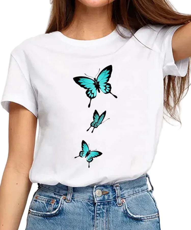 Fashionable T-Shirt with 3D Print Short Sleeve Casual Basic Top