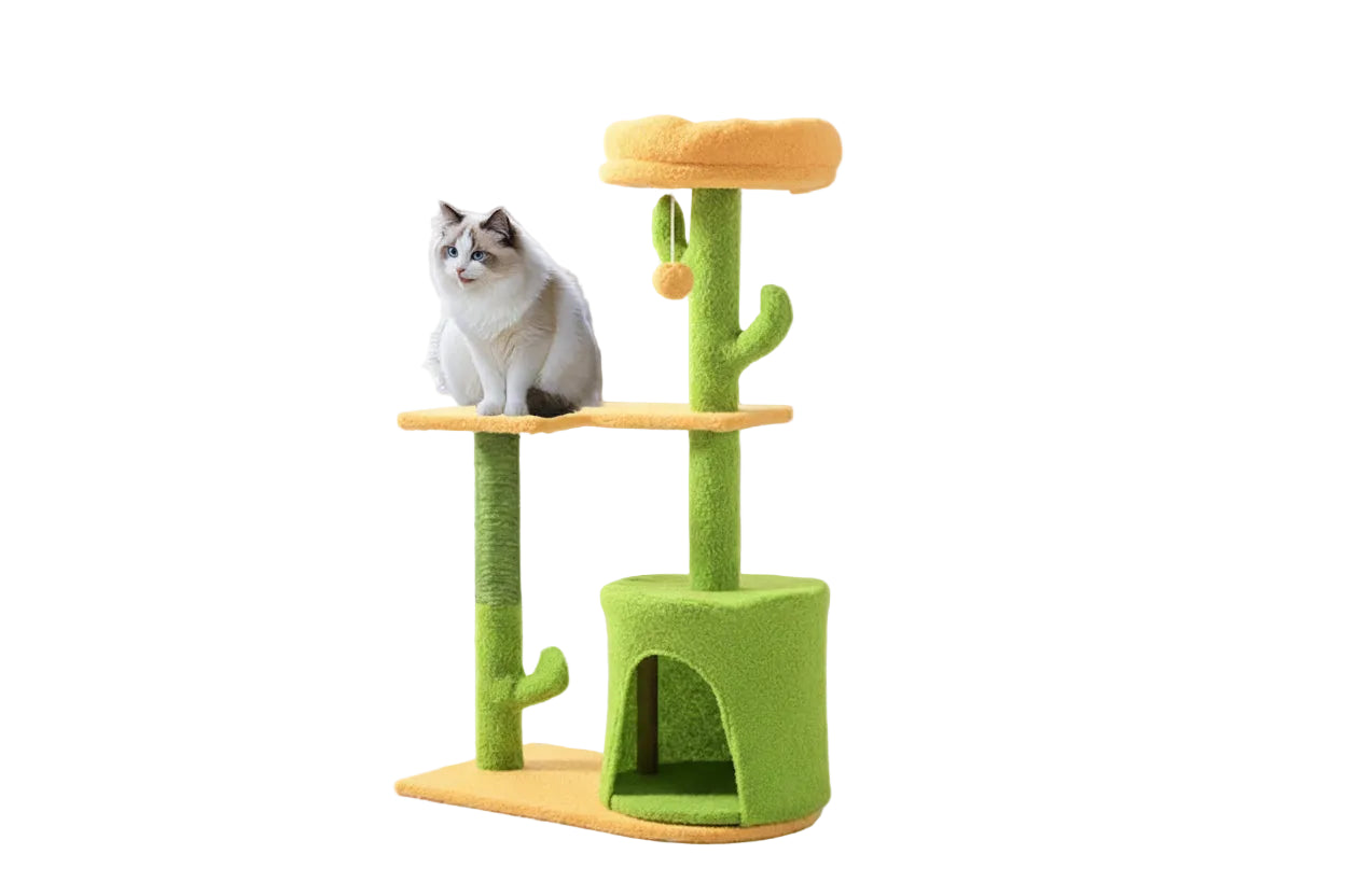Green Indoor Luxury Cat Tree with Cave