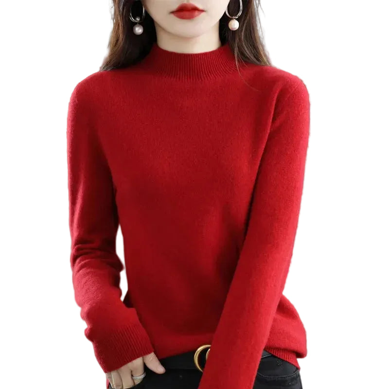 Slim Fit Pullover with Mid-Height Collar