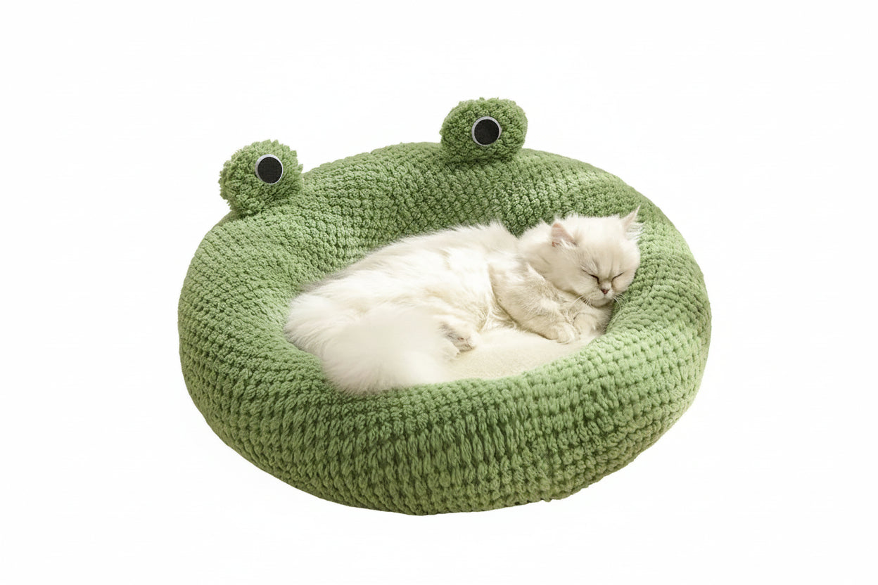 Halbgeschlossene Katzen- und Hundehütte im Frosch Design