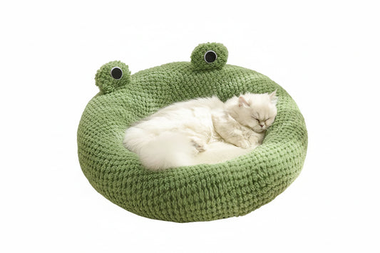 Niche semi-fermée pour chat et chien en forme de grenouille