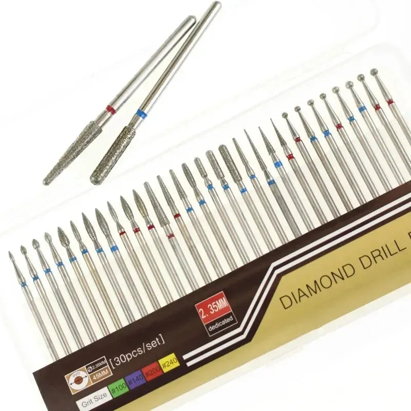 30-Piece Diamond Nail Drill Bit Set