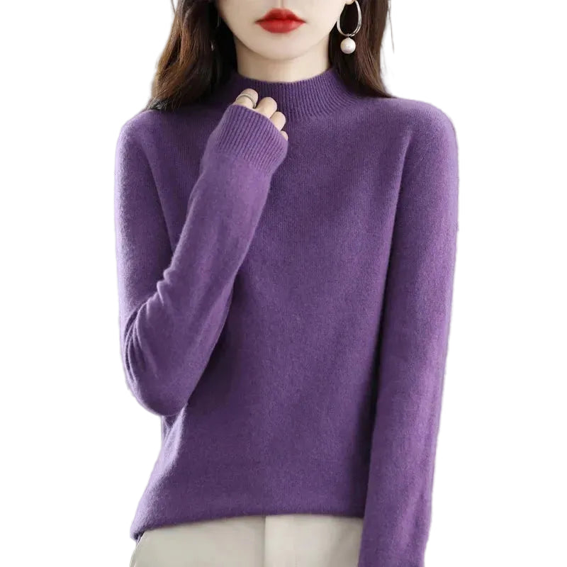 Slim Fit Pullover with Mid-Height Collar