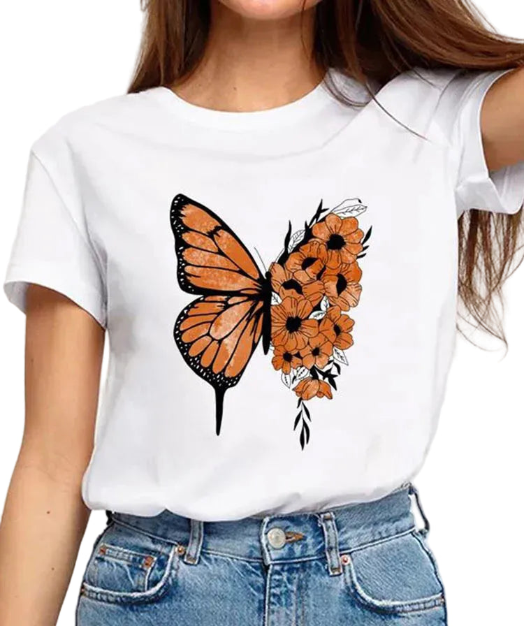 Fashionable T-Shirt with 3D Print Short Sleeve Casual Basic Top
