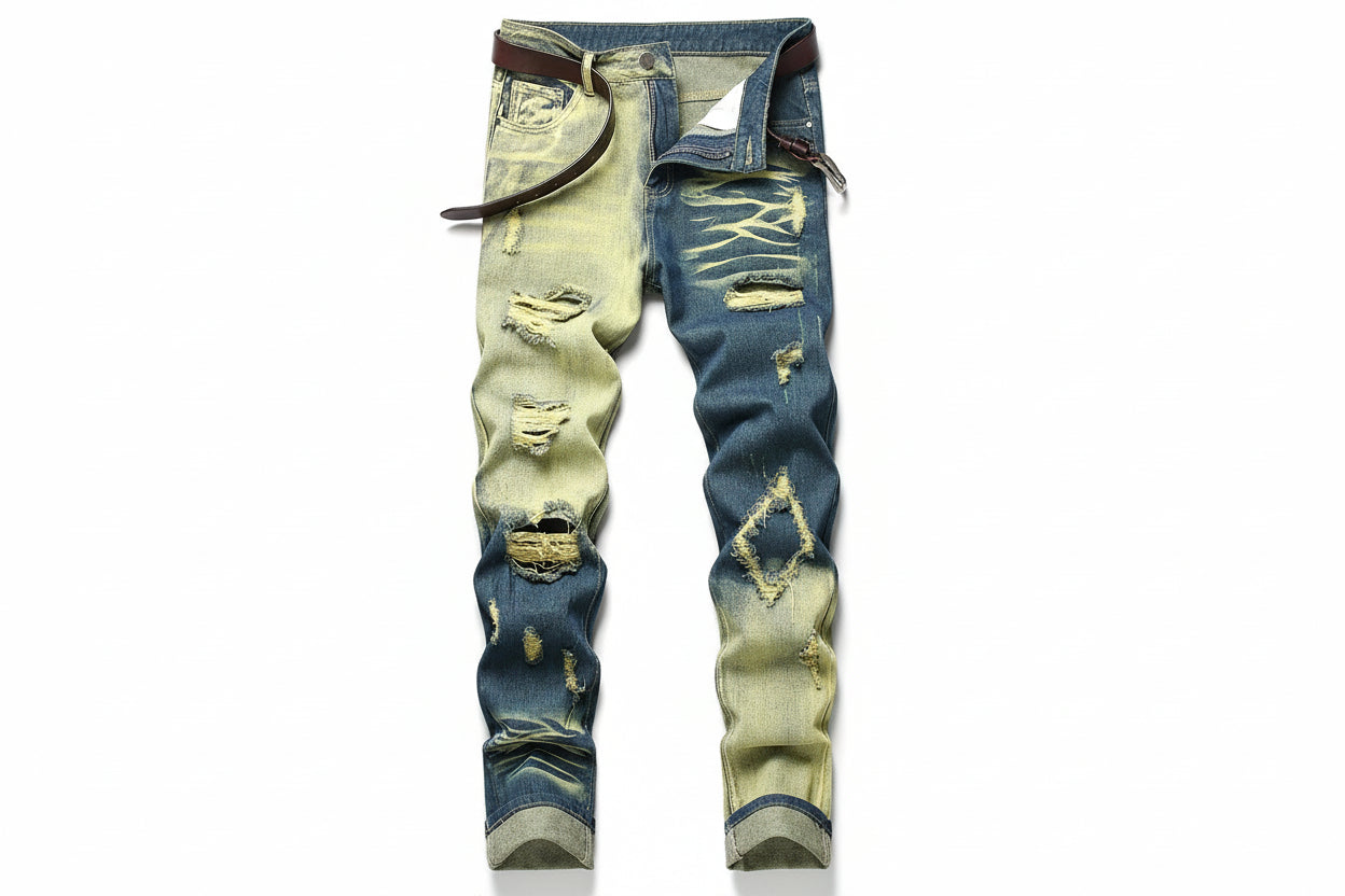 Vaqueros retro con detalles rotos