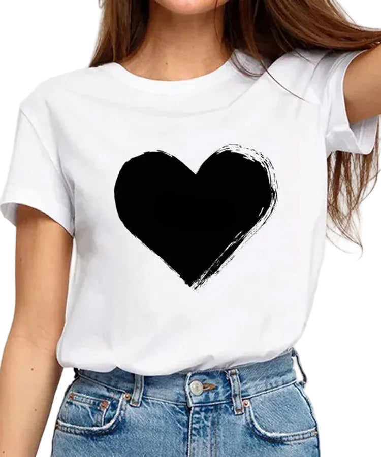Fashionable T-Shirt with 3D Print Short Sleeve Casual Basic Top