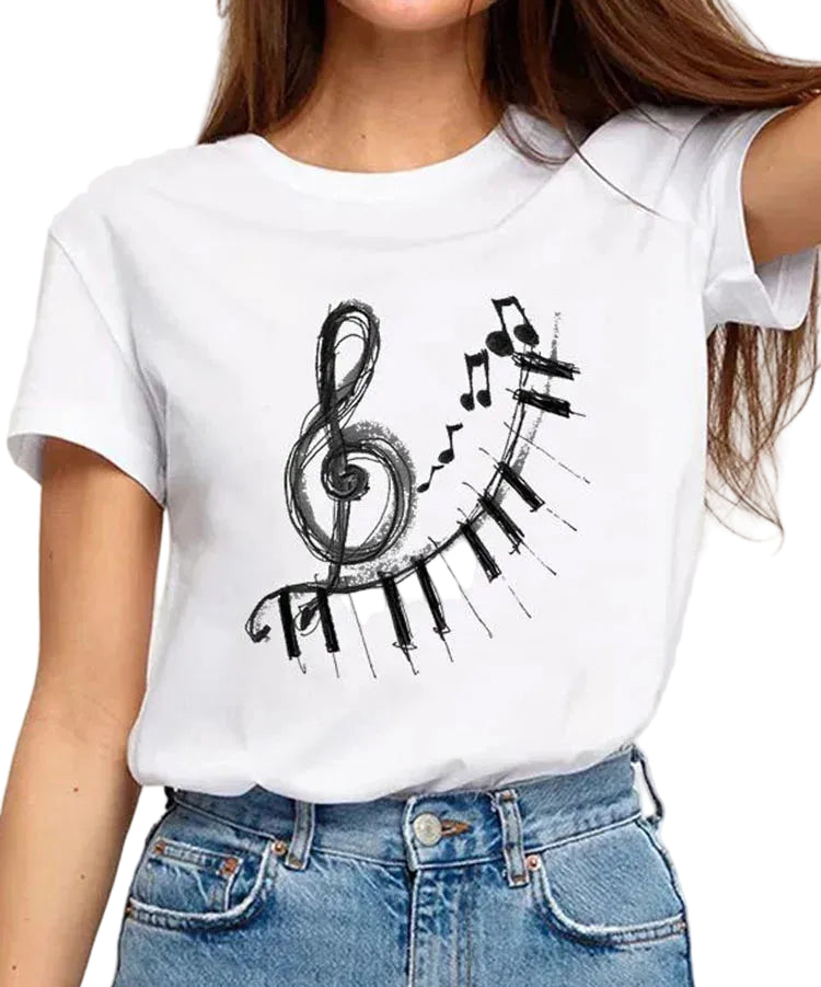 Fashionable T-Shirt with 3D Print Short Sleeve Casual Basic Top