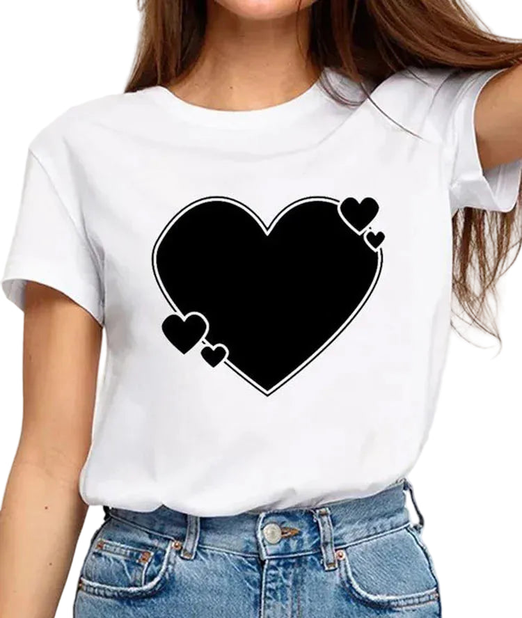 Fashionable T-Shirt with 3D Print Short Sleeve Casual Basic Top