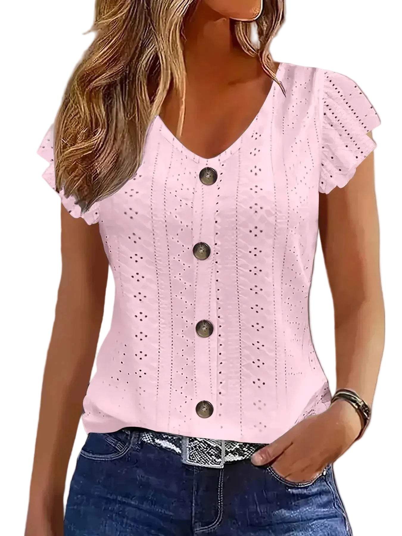 Fashionable T-shirt with ruffled sleeves
