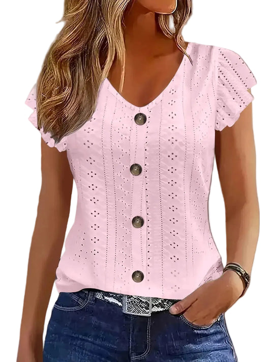 T-shirt tendance à manches volantées