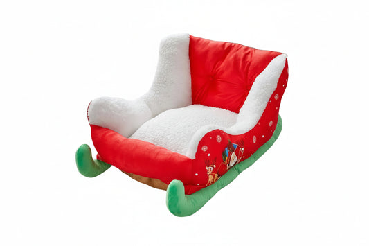 Cama navideña para perros y gatos con diseño de trineo