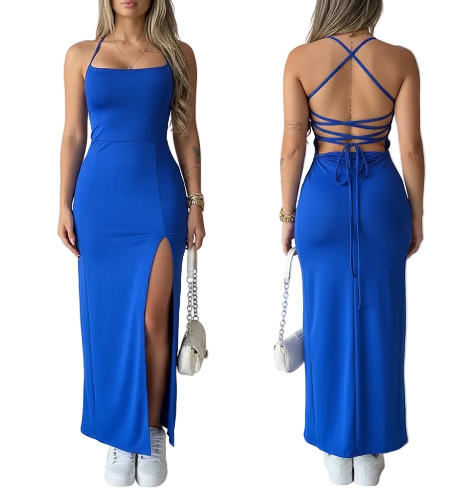 Elegante vestido ajustado - sin espalda, tirantes finos