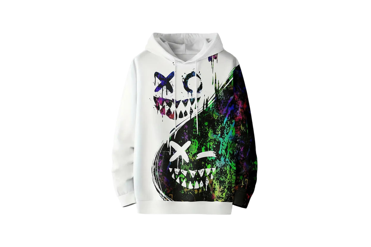 Sudadera con capucha y estampado de cara sonriente