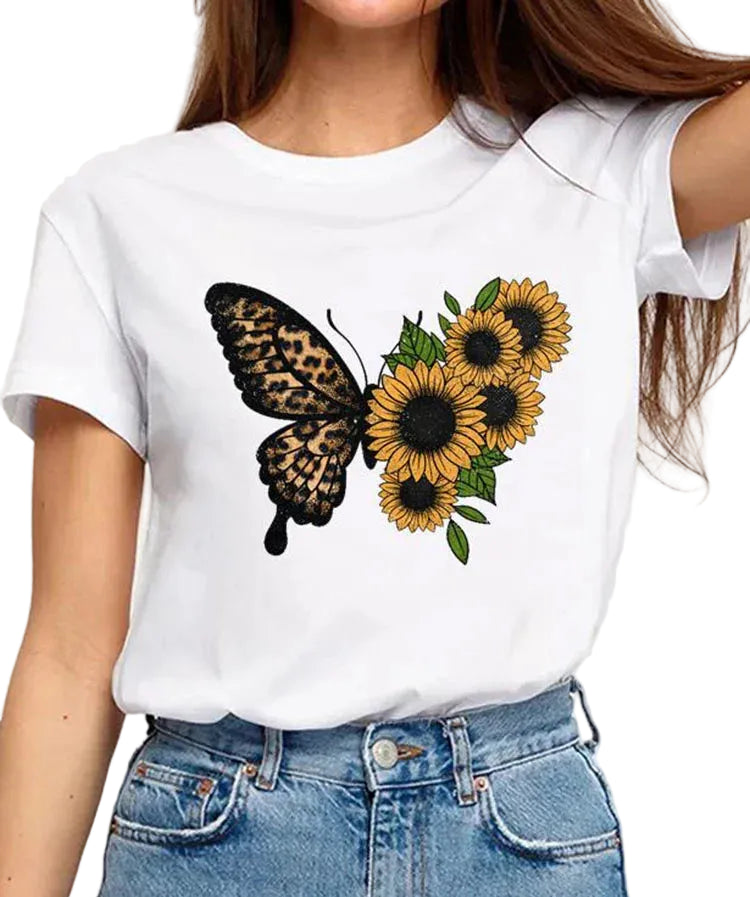 Fashionable T-Shirt with 3D Print Short Sleeve Casual Basic Top