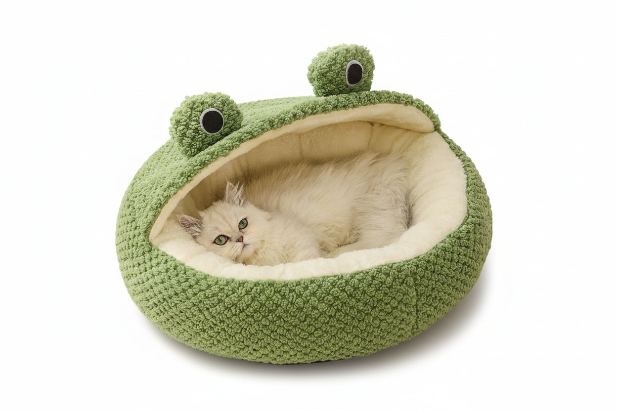 Halbgeschlossene Katzen- und Hundehütte im Frosch Design