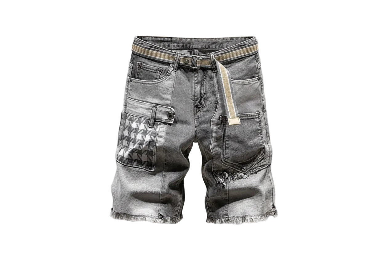 Pantalones cortos vaqueros elásticos con estampado retro